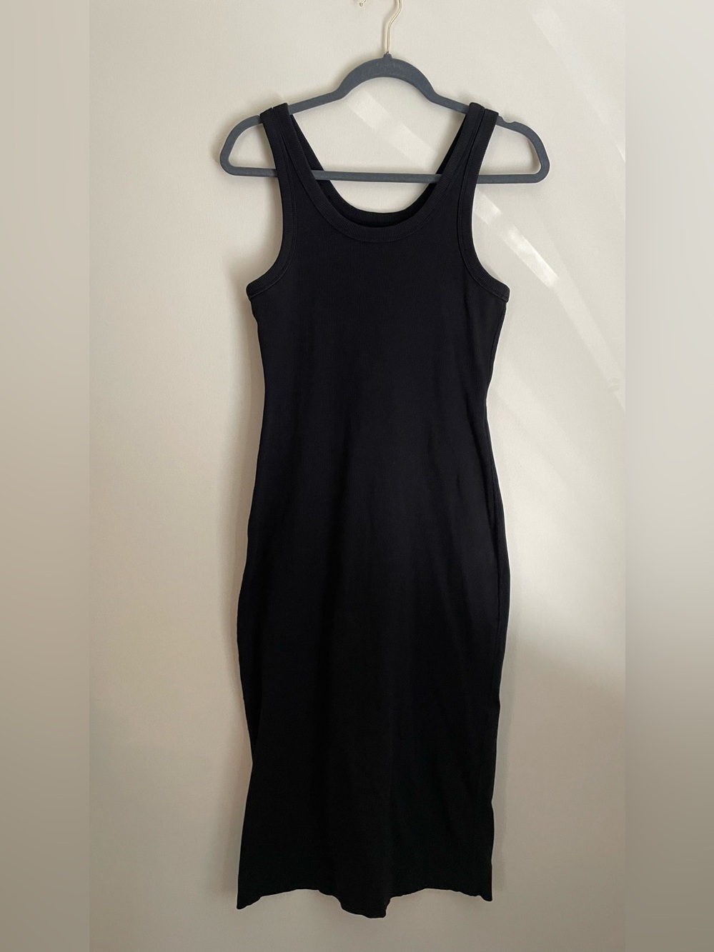 Everlane The 90s Rib Knit MIDI Tank Dress Black Size S Runs Big